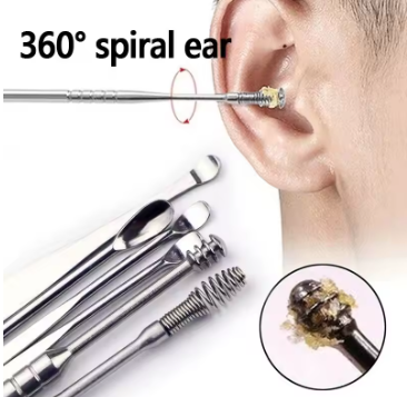 6 piece stainless steel ear wax removal kit with cleaning tools
