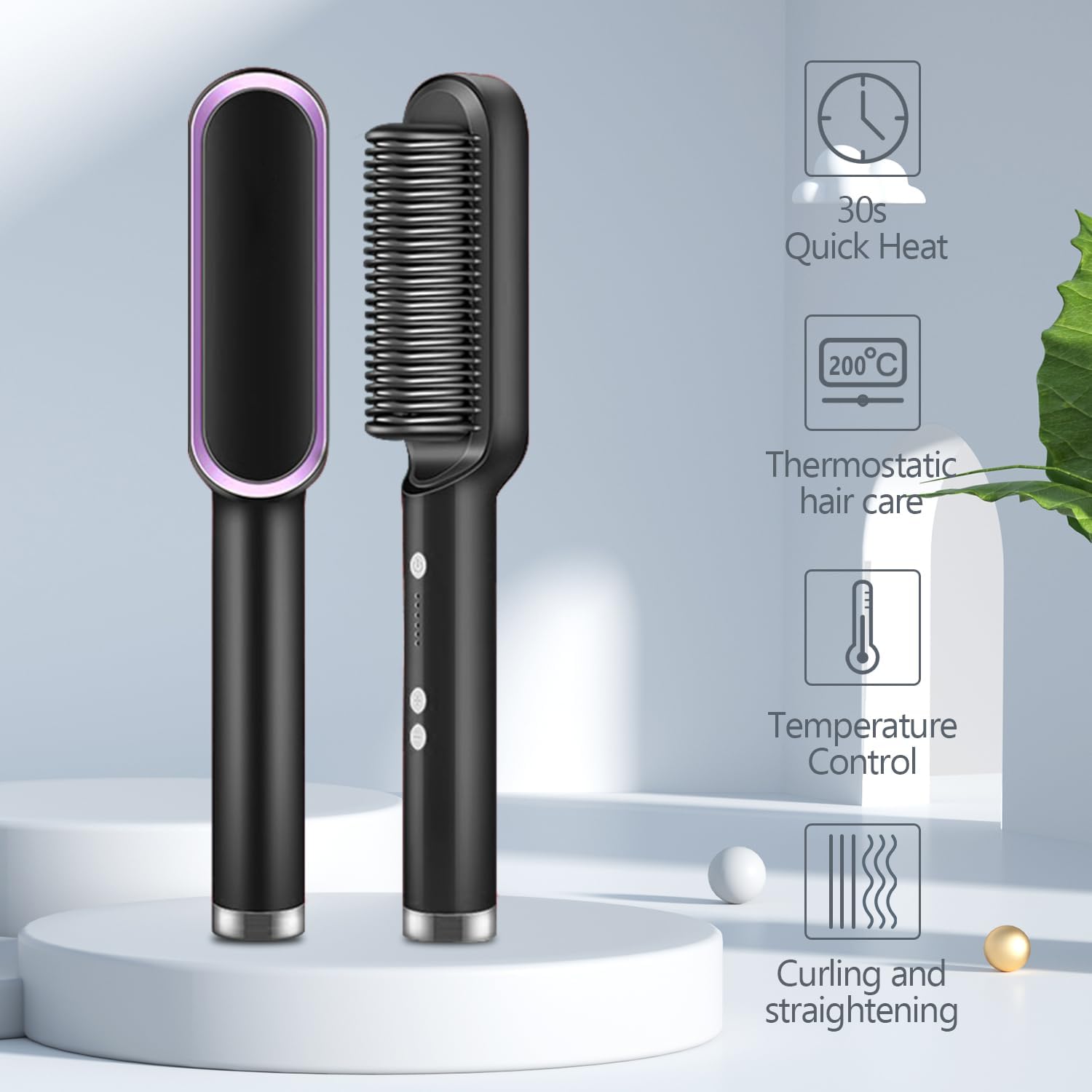 Hair brush straightener for women