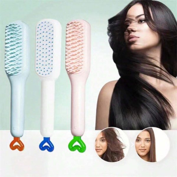 Self cleaning comb with one-click button