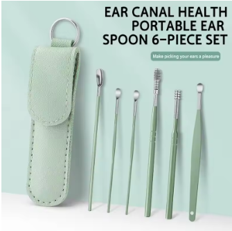 Non-slip handle ear wax removers in a compact travel case